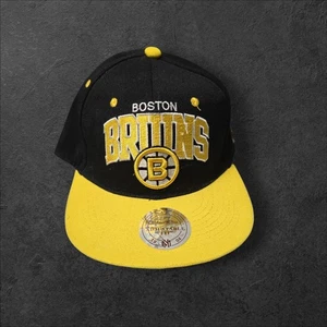Mitchell & Ness Men's NHL Boston Bruins Yellow Black SnapBack Hat - Picture 1 of 3