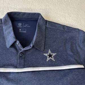 Nike On Field Dallas Cowboys NFL Polo Shirt Navy Blue  Stiped Dri-Fit Mens  XL - Picture 1 of 8
