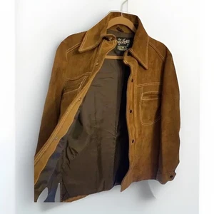 De Colección Western Marrón Gamuza Cuero Desbastado Camisa Chaqueta Sears 1970 Para Hombres Mediana 38 - Imagen 1 de 22