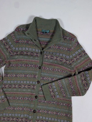 Ralph Lauren Emerson Fair Isle Sweater Duster Women’s Large Lambs Wool Long - Image 1 of 4