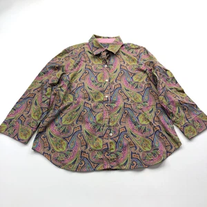 Chaps Classics Petite No Iron Paisley PL Petite Large Button Long Sleeve Shirt - Picture 1 of 11