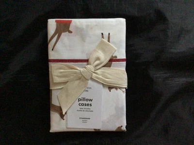 WEST ELM KIDS REINDEER FRIENDS  PILLOWCASE MULTI STANDARD NEW NLA - Image 1 of 2