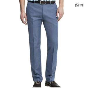 Banana Republic Blue Non Iron Slim Fit Pants Men Size 33x30 Textured Cotton - Picture 1 of 8