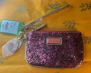 NWT Lilly Pulitzer Pink Card Wristlet Glitter Zip NEW 5”x7” SHIPS FREE - Picture 1 of 7