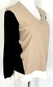 Maglione donna Ann Taylor Loft taglia XL 100% cotone blocco colore scollo V classico - Foto 1 di 12