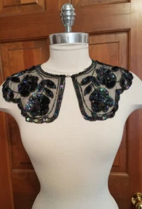 Civil War Reenactment Ladies Black Beaded/Sequinx  Fancy Dress Collar - Picture 1 of 6