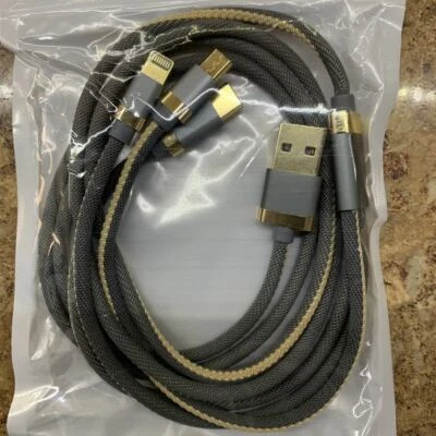 3 in 1 USB Micro Type C Fast Charging Cable Cell Phone Tablet Tab Cord Charger - Image 1 of 4