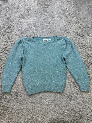 Suéter De Colección Heidi Mujer Pequeño Verde Jaspeado Seda Angora Mezcla Lana Años 70 Pullover Foto 1 de 4
