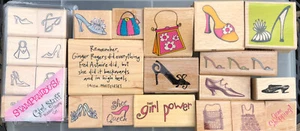 24 Rubber Stamps Card Art Scrapbook Purse Shoes Pocketbook Heels Lady Girl - Picture 1 of 4