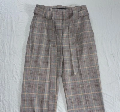 Express 'Лодыжки высоты' подпоясанный бумажный мешок платье брюки. Glen клетку, женщин 00R. - Изображение 1 из 4