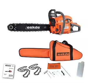 62cc Petrol Chainsaw 3.4HP 20" Bar 2 Chains Bag Cover Accessories eSkde CS62-S7 - Picture 1 of 8