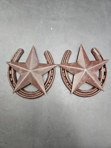 Juego de decoración de pared de herradura y estrella de hierro fundido rústico - Imagen 1 de 3
