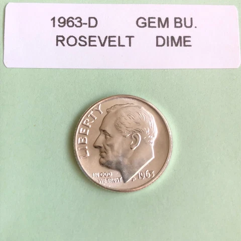 1963-D Silver Roosevelt Dime Gem Bu Cover