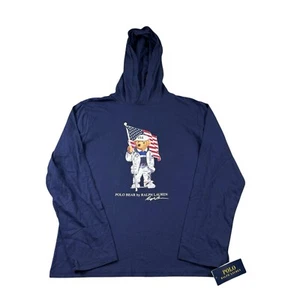 Polo Ralph Lauren Blue Olympics Polo Bear Lightweight Hoodie Boys L NWT - Picture 1 of 6