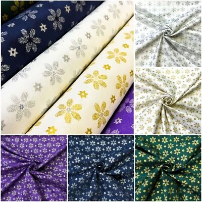 Weihnachtsstoffe 100% Baumwolle Schneeflocke Weihnachten Glitzer Deko 110cm - Bild 1 von 2