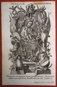 SANTINO INCISIONE ACQUAFORTE 1700 LITANIE LAURETANE AXILIUM CHRISTIANORUM - Picture 1 of 1