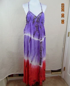 Boho Me NEU 70 $ gesmoktes Maxikleid mit Ombre in Rosa/Lila Größe S - Bild 1 von 7