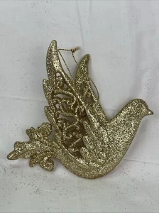 Lof 12 of Gold Glitter Dove Christmas Ornaments - Picture 1 of 10
