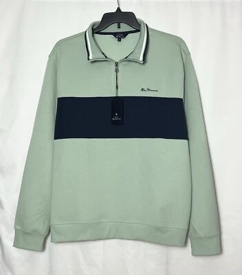 Ben Sherman Men’s Long Sleeve 1/4 Zip Vintage Green Sweatshirt Size XL - Image 1 of 4