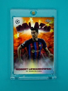 Topps Chrome UEFA Club Competitions 2022-23 Robert Lewandowski /25 Orange Golazo - Bild 1 von 2