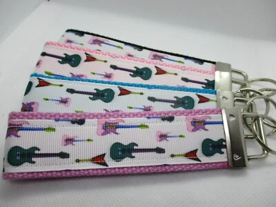 Guitar Ribbon on Strong Webbing Key Fob, Keychain, Key Ring, Wristlet - Music — 第 1/4 张图片