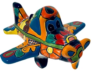 Talavera Mexikanische Figur Keramik Volkskunst 11" Keramik Flugzeug Jet - Bild 1 von 7
