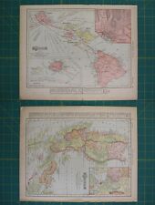 Hawaii Luzon Island Vintage Original 1910 Rand McNally World Atlas Map Lot