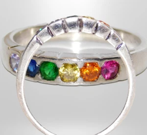 Vintage ESTATE Sterling Silver Birthstone Ring - Picture 1 of 18