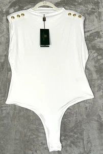 Traje corporal Holland Cooper para mujer talla L Harper sin mangas botones dorados blancos - Imagen 1 de 21