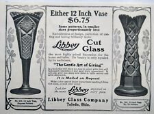 1905 Libbey Cut Glass Vase Empress Pattern Art Toledo Ohio Vintage Print Ad