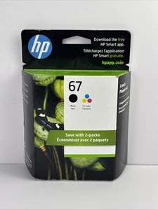 HP 67 2-pack Black/Tri-color Original Ink Cartridges, 3YP29AN#140 EXP 1/2024 - Picture 1 of 3