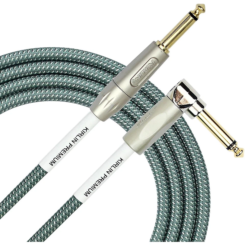 Kirlin Premium Plus Straight to Right Angle Instrument Cable Olive Green 10 Ft.