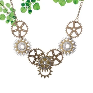 Retro Zahnrad Anhänger Schmuck für Damen Steampunk Halskette Miss Elegant - Bild 1 von 11
