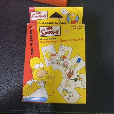 Vintage 2001 Os Simpsons 3 Jogos de Cartas Memória Ruim Cheat Crazy Eats NOVO - Imagem 1 de 2