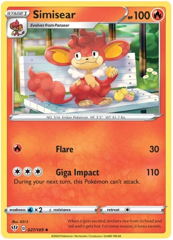 Simisear - 027/189 - Uncommon - Near Mint - Image 1 of 1