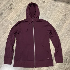 Icebreaker RealFleece Dia Hoodie Womens M Maroon Full Zip Merino Wool Jacket 200 - Picture 1 of 5