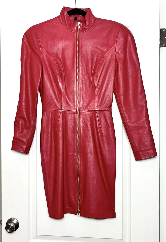 Vintage Rare 80s Michael Hoban for North Beach Leather Red Dress Size S Zip - Image 1 of 4