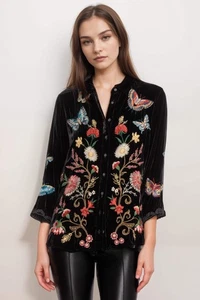Johnny Was JWLA Luciana Samt Kimono Ärmel Shirt J16624 * - Bild 1 von 22