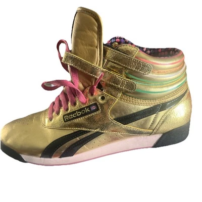 Zapatillas altas metálicas para mujer Reebok Free Stay Hi Gol talla 9 con caja Foto 1 de 4