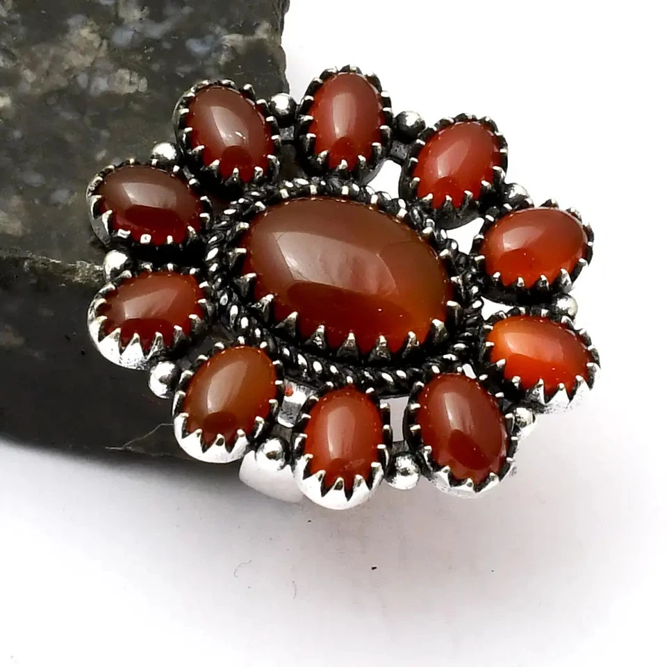 Anillo de piedras preciosas de cornalina hecho a mano joyería para Navidad talla EE. UU.-7,25 AR 25955 Foto 1 de 1