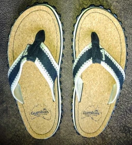 NEW Gumbies Corker Natural Cork Unisex Summer Sandals Flip Flops M7, W8 BLACK !! - Picture 1 of 6