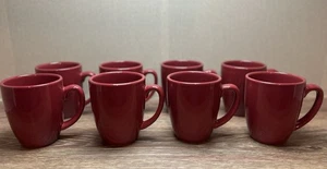 Set Of 8 Corelle Coordinates Stoneware Red Mugs Cups Coffee Tea - Picture 1 of 5