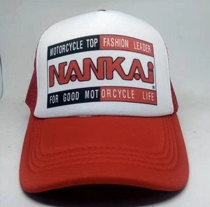 NANKAI Motorcycle oil Retro Trucker Cap Red and White Bikers Cap - Picture 1 of 3