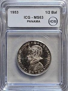 Panama 1/2 Balboa 1953 ICG MS 63 - Picture 1 of 2