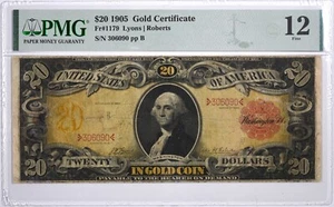 1905 Gold Certificate Large Size Twenty Dollar Fr. 1179 $20 - PMG 12 - - Picture 1 of 2