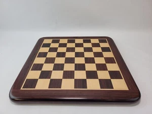 House of Chess Sapele Wooden Curvy Edges Engraved 15 x 15 in Flat Chess Board - Picture 1 of 12