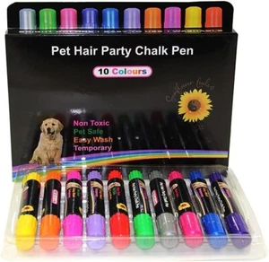 10Pk Temporary Pet Hair Dye Color Pens Washable Dog Cat Fur Non-Staining Marking - Picture 1 of 5