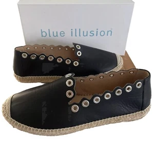 BLUE ILLUSION SHOES EDEN BLACK EYELET ESPADRILLES Spain Size 41 *NEW* - Picture 1 of 6