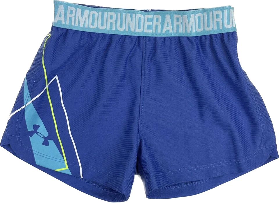 Under Armour Kids Purple Blue Elastic Waist UA Logo Athletic Running Shorts Sz 5 - Image 1 of 3