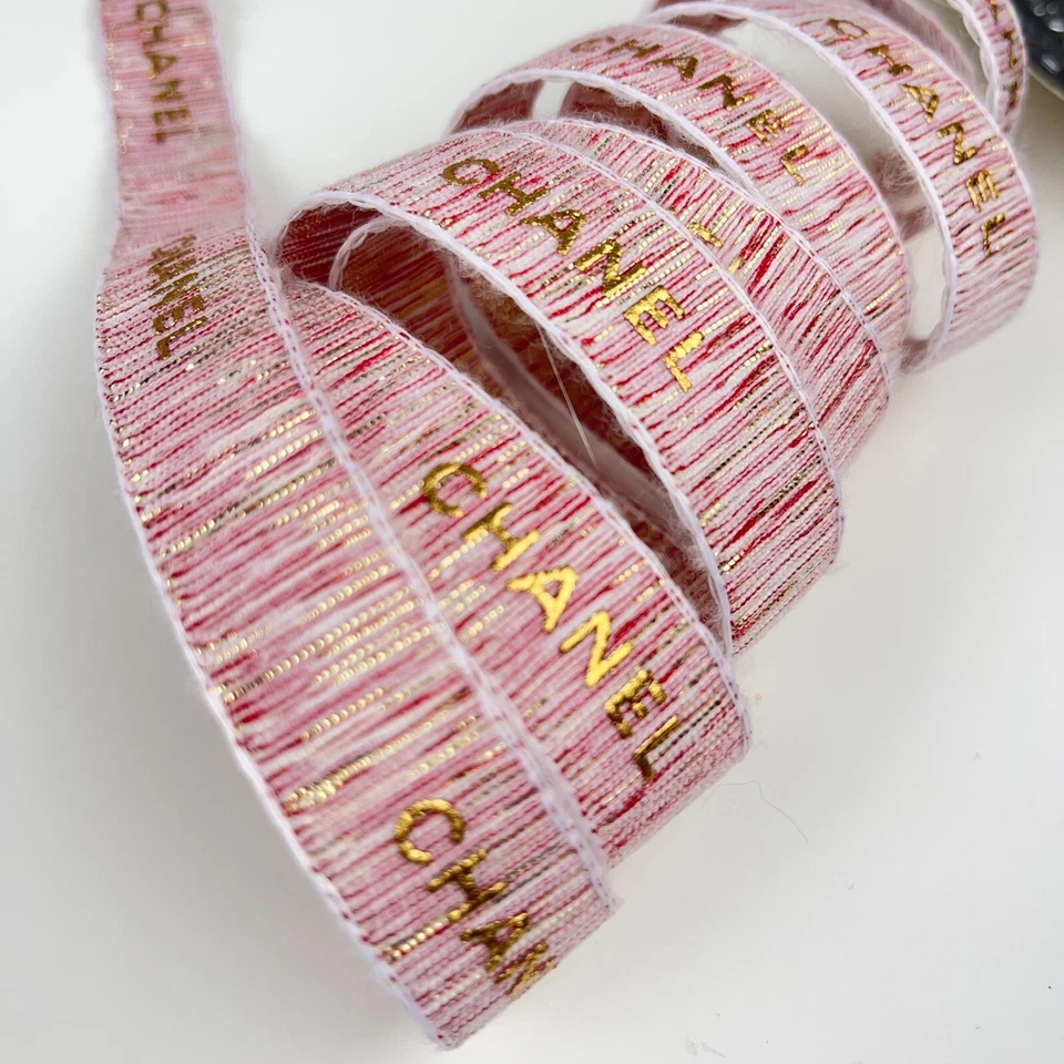 2 Yards of Chanel LE Pink-Gold Holiday Gift Wrap Ribbon 100% New & Authentic - Image 1 of 4